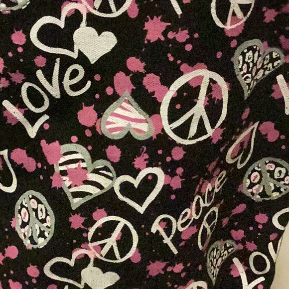 16 by 15 Peace & Love Canvas Tote bag, Black/White striped Canvas bag - Picture 3 of 10